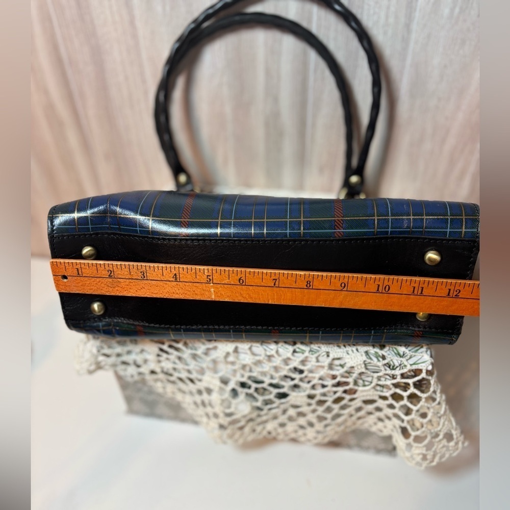Patricia Nash Tartan Rienzo Satche Plaid Leather Shoulder Bag with Black Accents - Picture 8 of 13